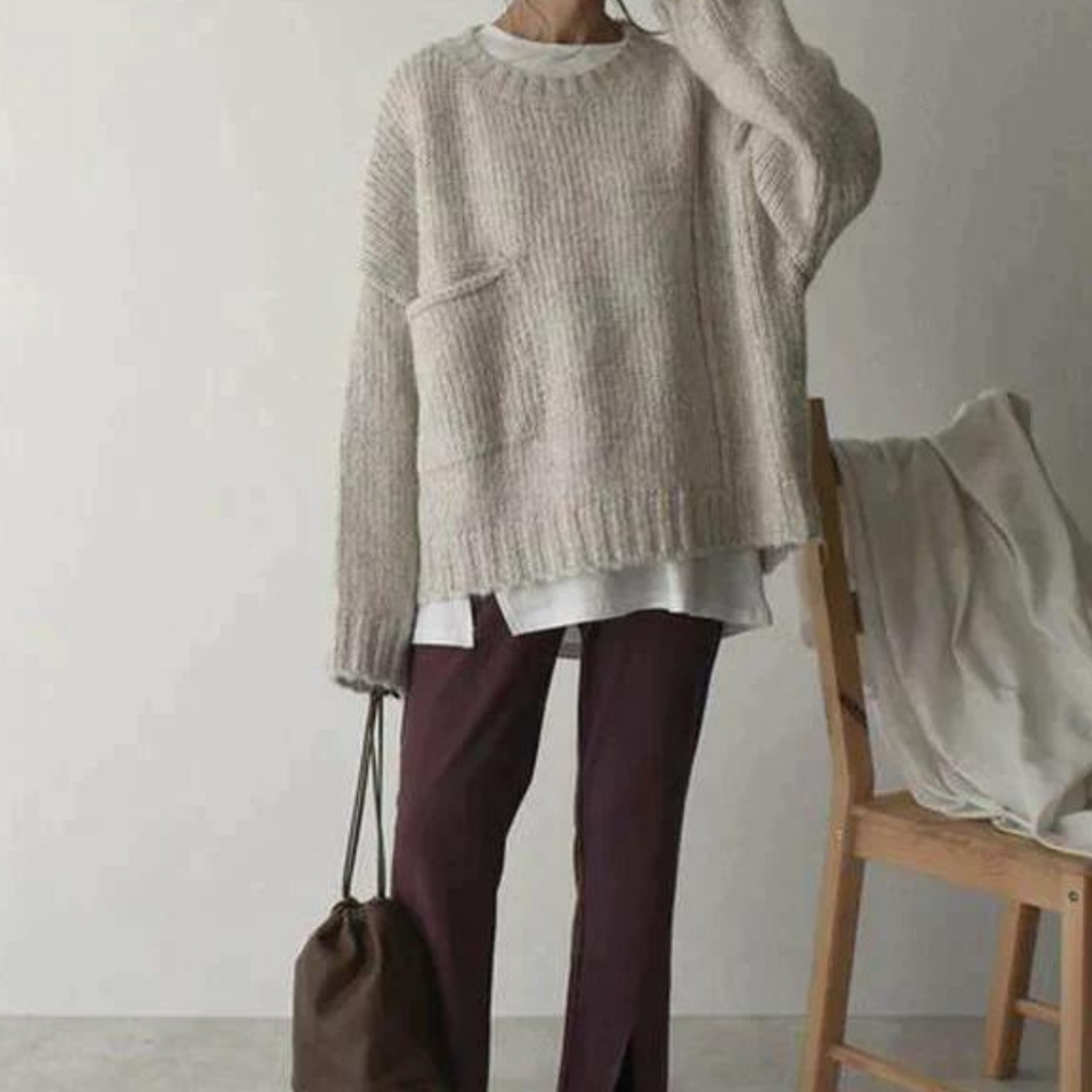 Melisa | Kuscheliger Elfenbein-Taschen trui