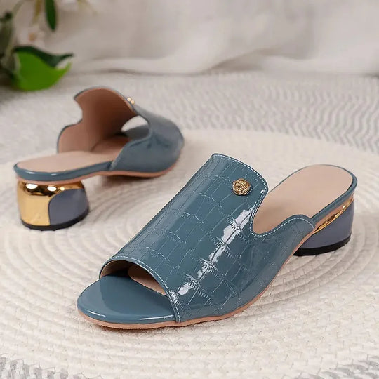 Bryanna | Women's Fashion Open Toe Chunky Heel Leather Sandals