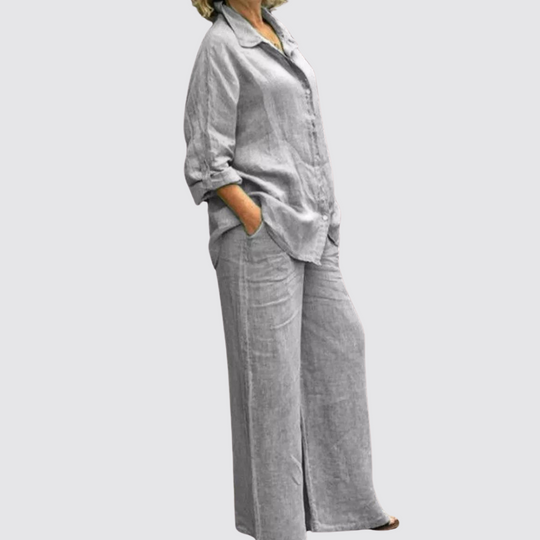 Hallie | Vintage Linen Lapel Shirt Set