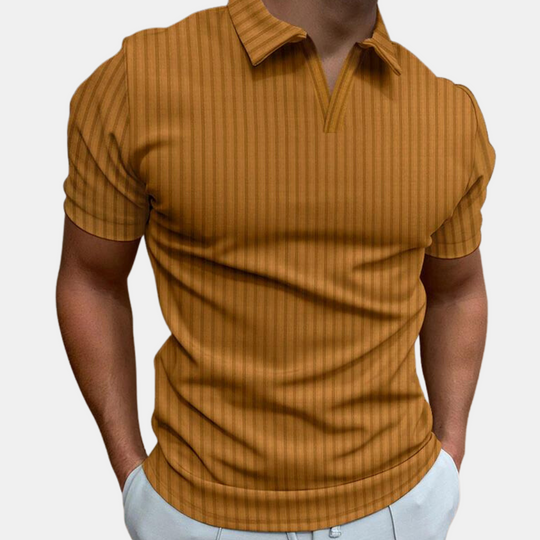 Männer Elastisches Langarm-Poloshirt