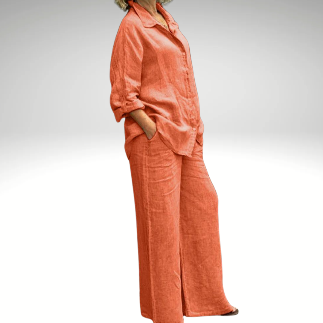 Elle | Women's Autumn Linen Two-Piece Set